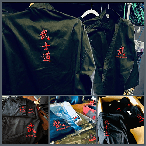 Dojo embroidered T-shirts and GIs