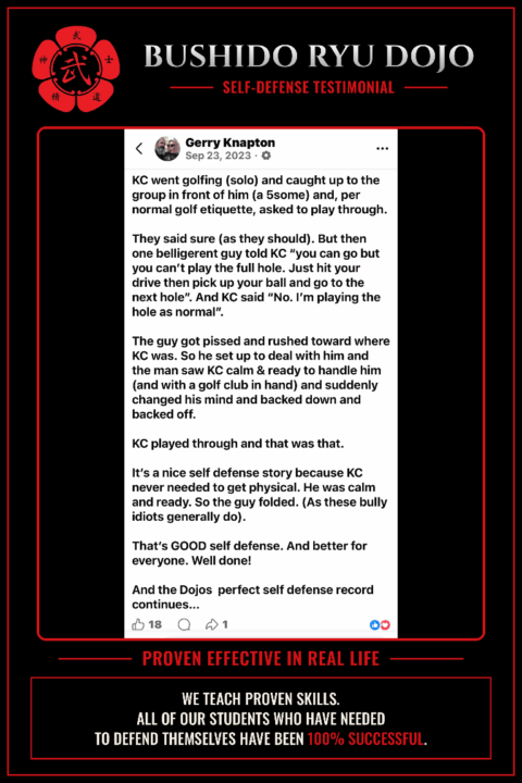 SELF DEFENSE TESTIMONIAL Casey gets harassed by an aggressive guy while he's golfing and has to protect himself. 